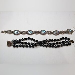 Sterling Silver Bracelet Bundle Onyz Marcasite